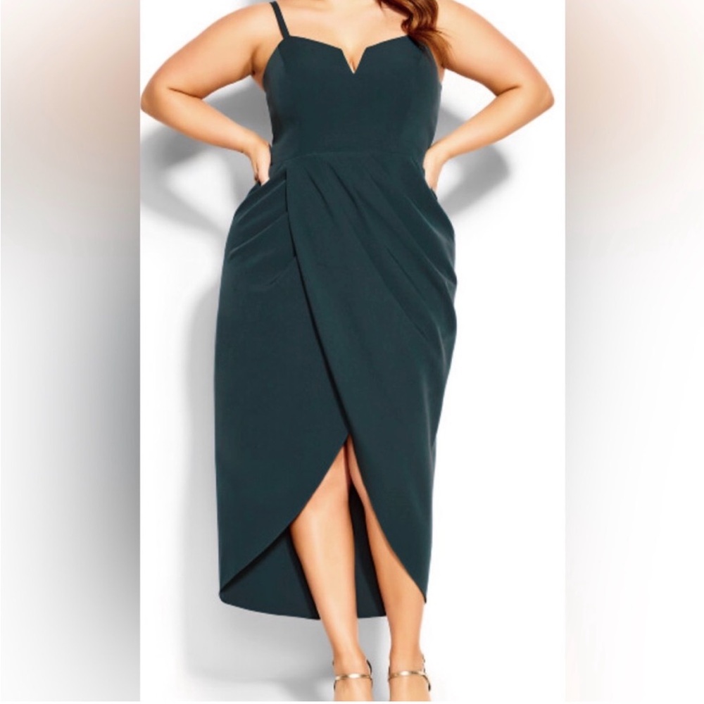City Chic Deep Teal Midi Dress